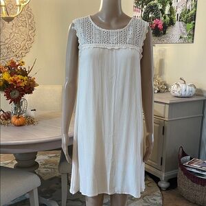 Elegant White Lace Trim Dress